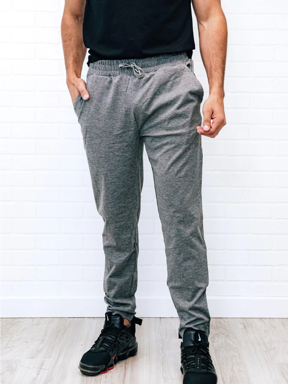 Men's Gray Jogger Pants with Drawstring Waist